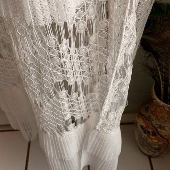 Just Cavalli by Roberto Cavalli Dress White Lace Gown Pleated Flounce size 6 - Picture 11 of 14